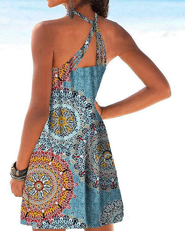 Print Sleeveless Casual Vacation Dresses