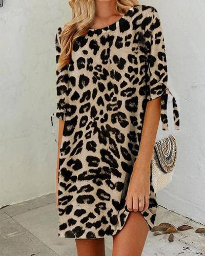 Women's Fashion Leopard Half Sleeve Mini Dress