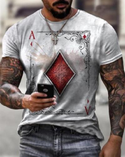 Playing Cards Diamond Square Print T-shirt