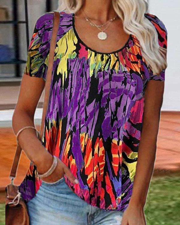 Women's Floral Printed Short-sleeved T-shirt Top