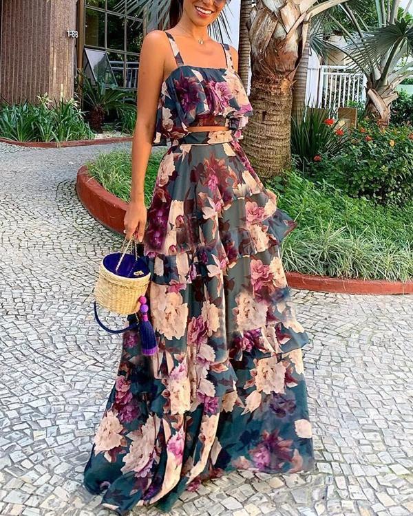 Sexy Bohemian Beach Two Piece Maxi Dress