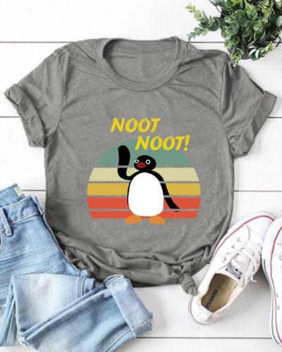 Cute Cartoon Print T-shirt Short Sleeve Casual Tops