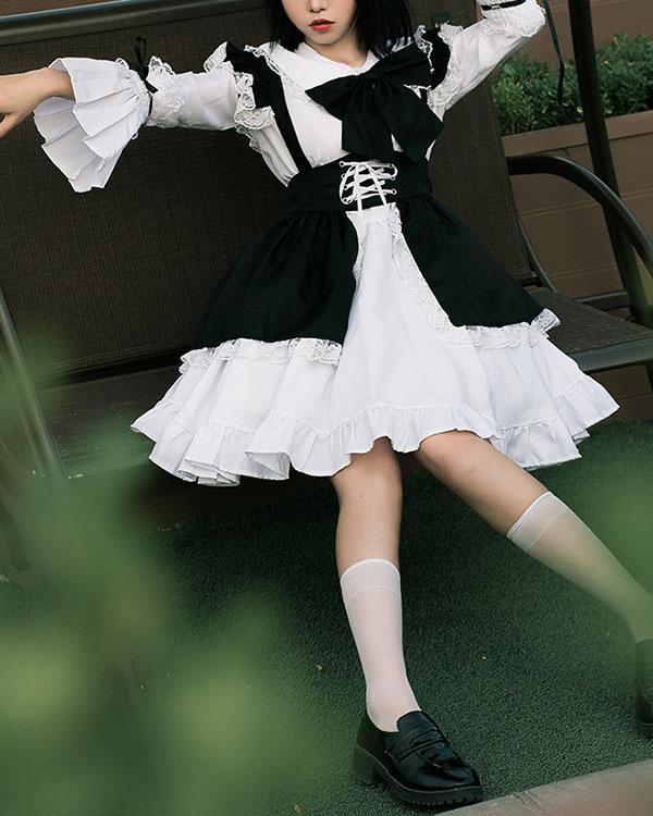 Sexy Maid Cosplay Costume Women French Maid Schoolgirl Outfit Dress