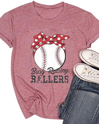 Baseball Mom Shirt Women Busy Raising Ballers Funny Tshirt