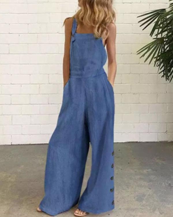 Women's Solid Color Vintage One-Pieces Jumpsuit