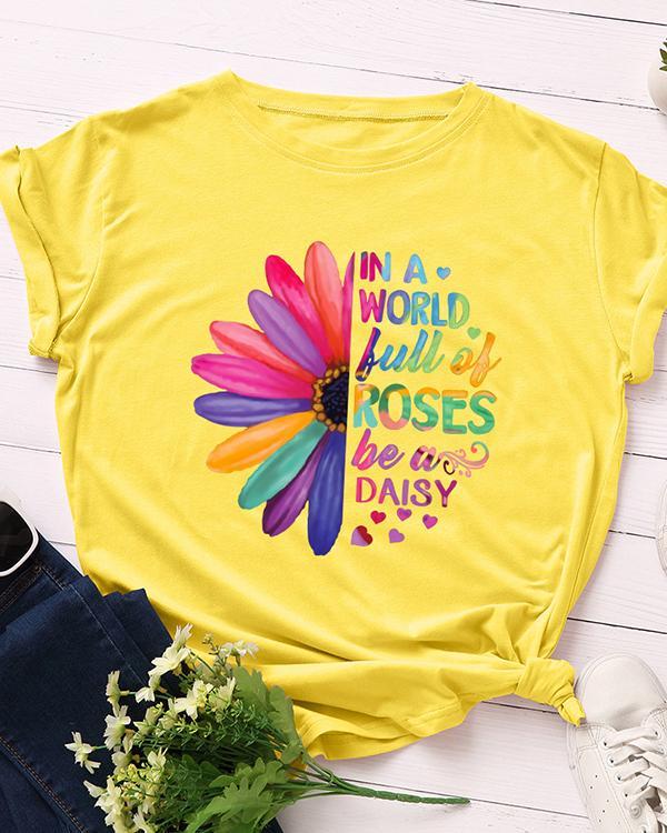 Womens Plus Size Letter Print Be A Daizy T-shirt