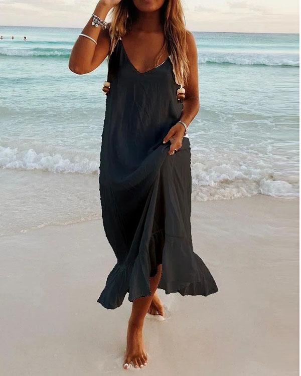 Summer Casual V-neck Beach Dresses