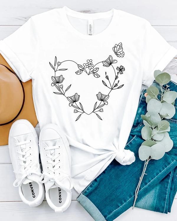 Casual Boho Flowers Tees T-shirt