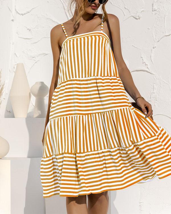 Sling Stripe Stitching Dress