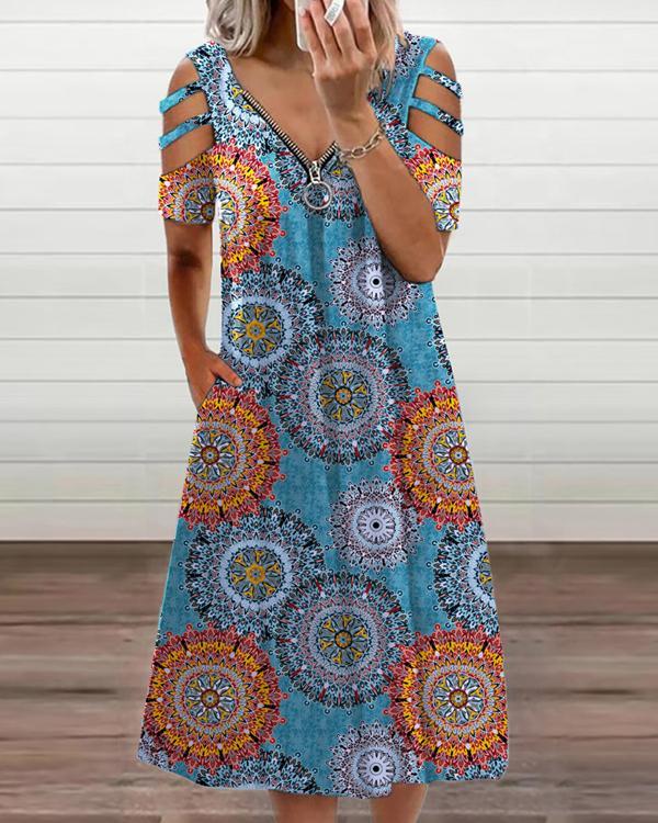 US$ 28.63 - Women's Floral Print Off-the-shoulder Dress - www.tangdress.com