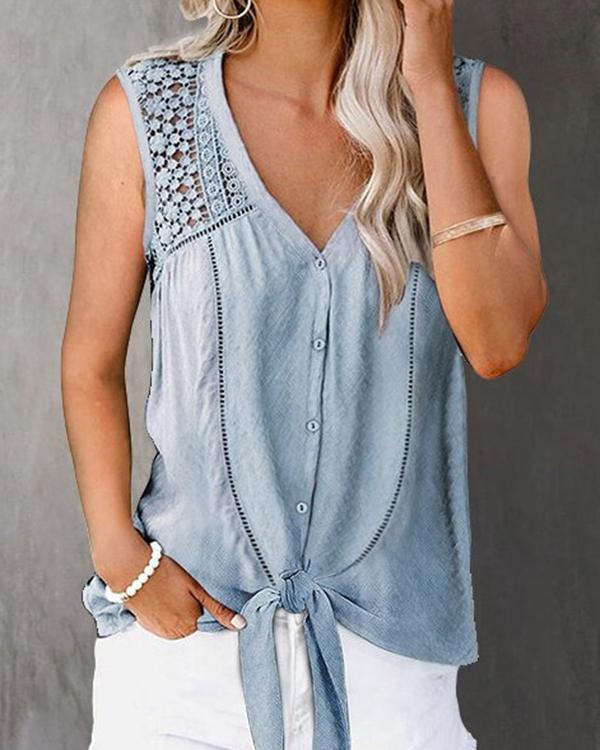 Women's Lace Casual Shirt Vest Tank