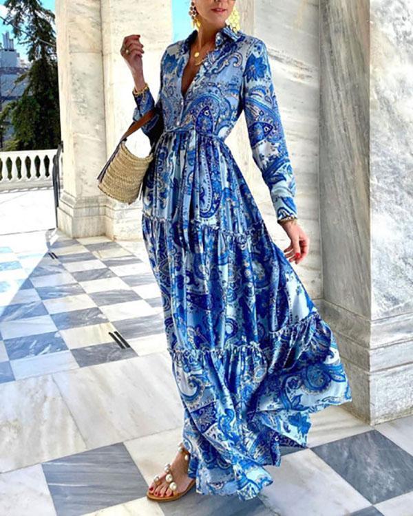US$ 35.99 - Fashion Long Sleeve Holiday Print Dress - www.tangdress.com