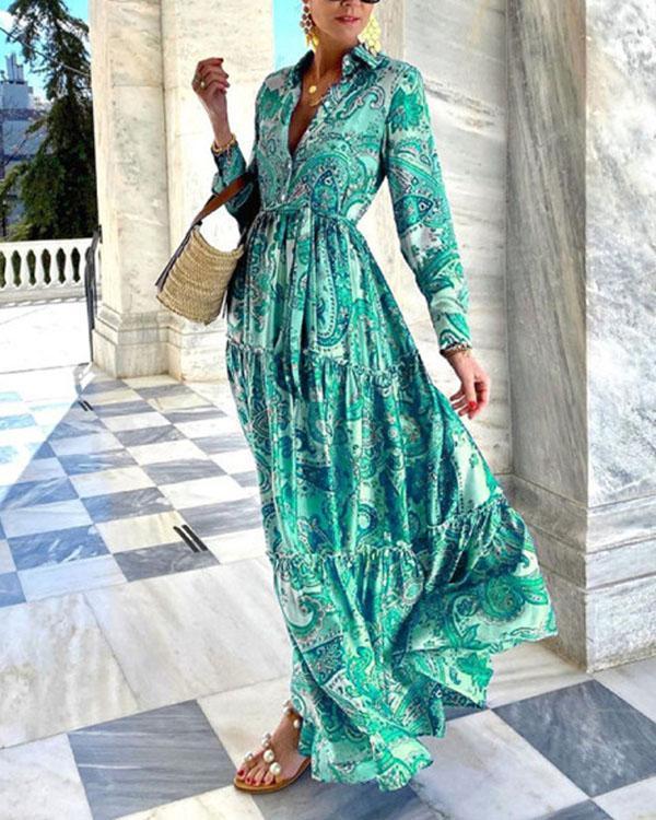 US$ 35.99 - Fashion Long Sleeve Holiday Print Dress - www.tangdress.com