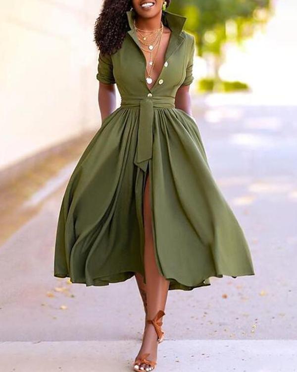 US$ 45.99 - Women's A-Line Half Sleeve Dress Midi Dress - www.tangdress.com
