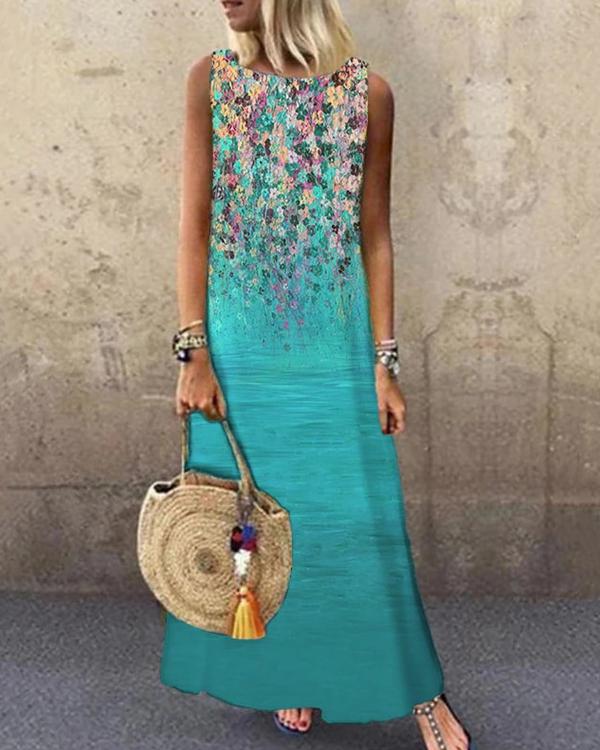 US$ 28.99 - Flower Printed Sleeveless O-neck Casual Dress - www ...