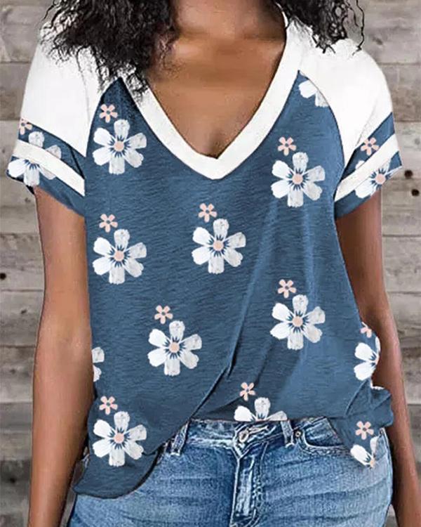 Casual Floral Short Sleeve Shirts & Tops