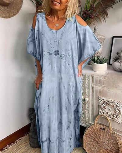 Women's Loose Maxi long Dress Cold Shoulder Dress