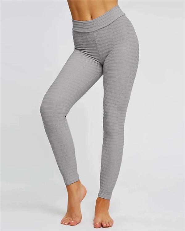 Solid Textured Butt Lifting Stretch Workout Leggings