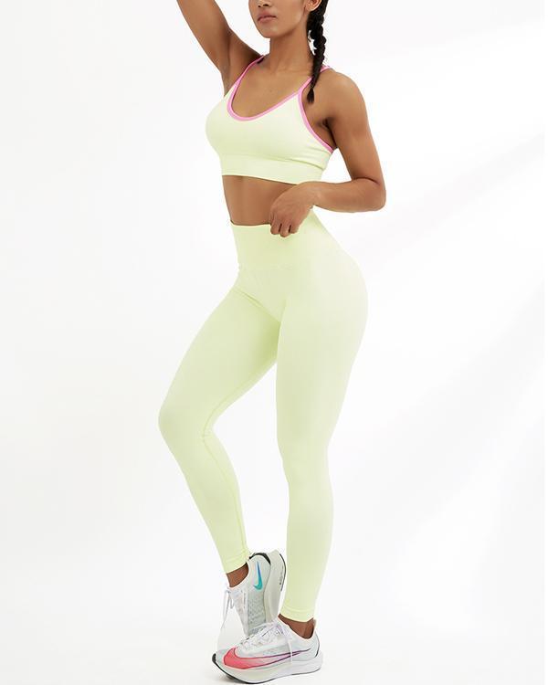 Candy Colors Sexy Casual Low-Impact Sports Bra Leggings Set