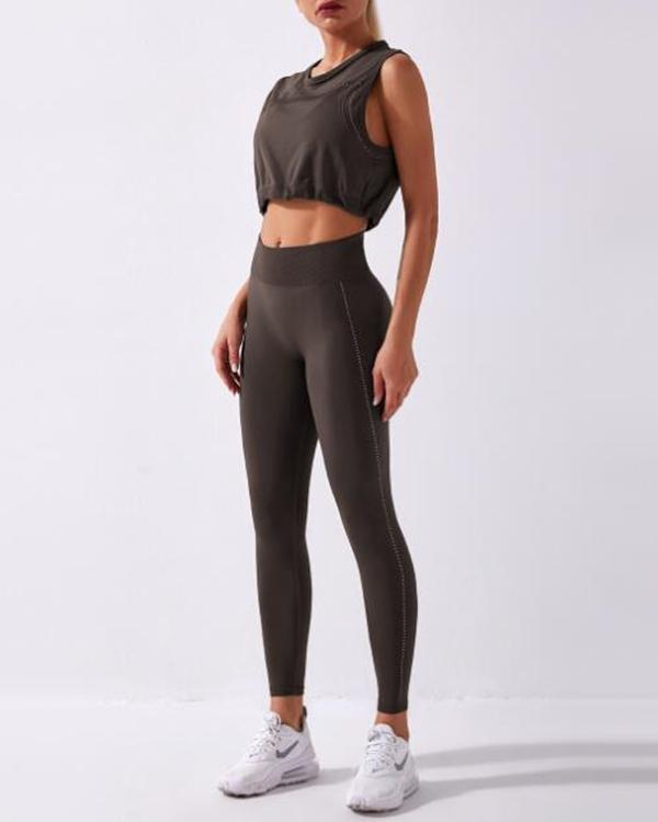 Seamless Gym Yoga Top+Leggings Suit