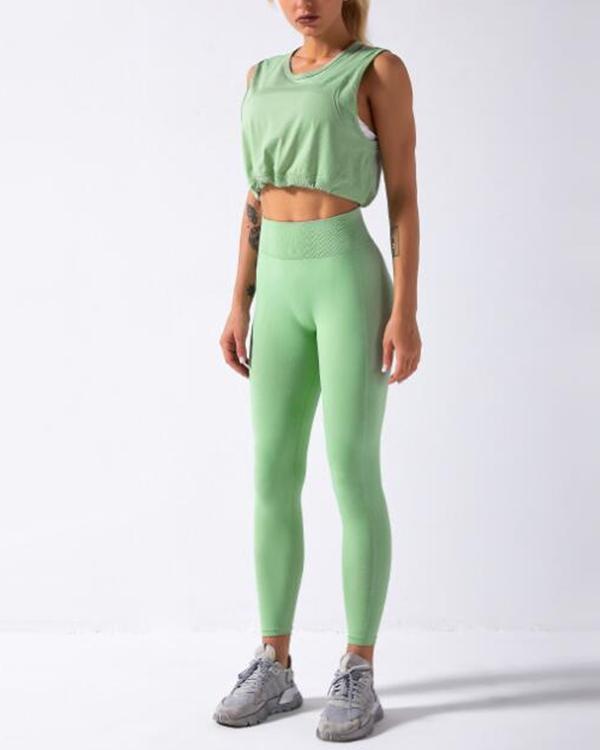 Seamless Gym Yoga Top+Leggings Suit