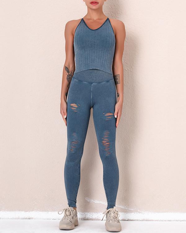 2021 New Fitness Legging Yoga Pants & Vest Suit