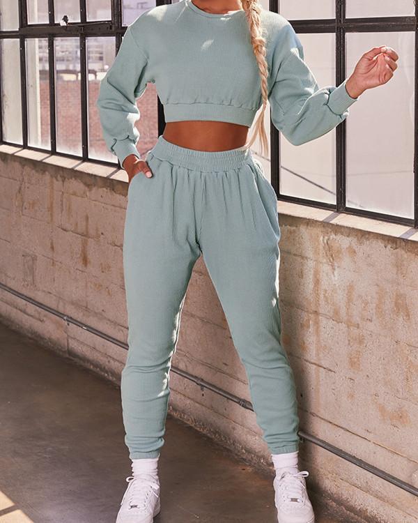 Casual Sweatshirts Sportswear Top & Pant Suit