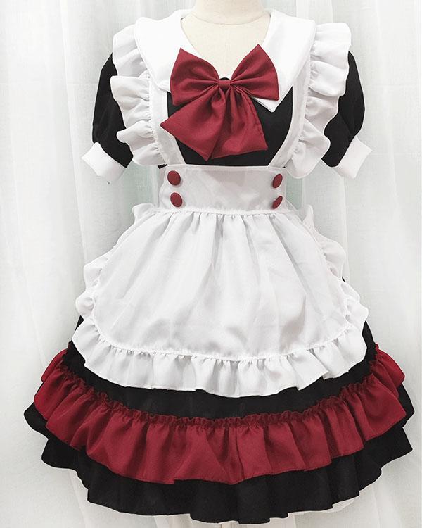 US$ 48.98 - Halloween Gothic Maid Dress Short Sleeve 4-piece Set ...