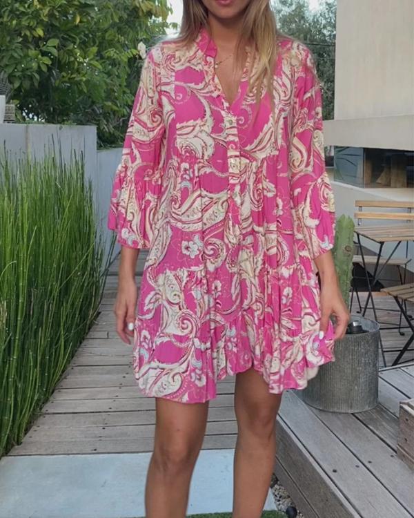 Boho Style Floral Vacation Mini Dress