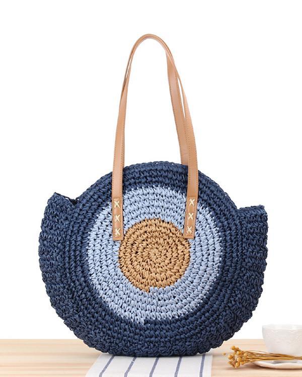 Simple Round One-shoulder Woven Bag