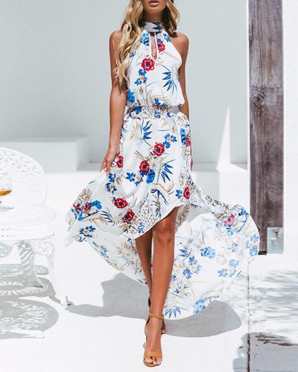 Women Fashion Printed Sleeveless Maxi Dress
