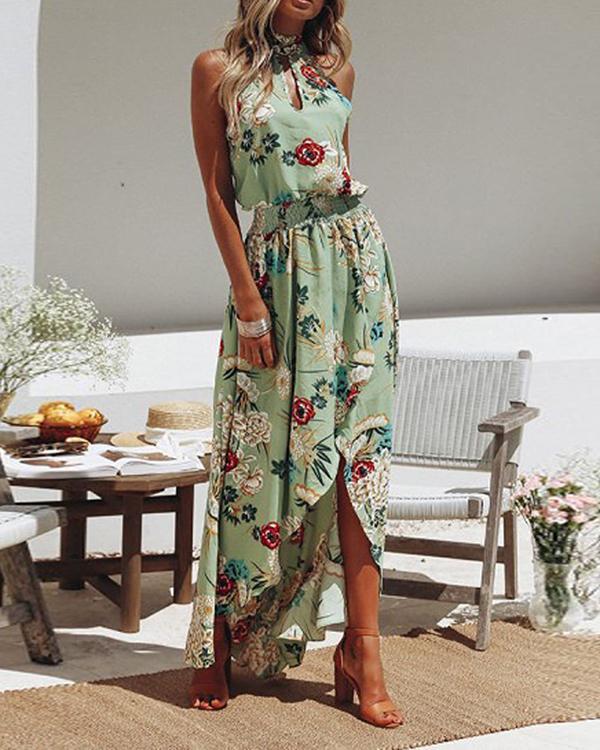 Women Fashion Printed Sleeveless Maxi Dress