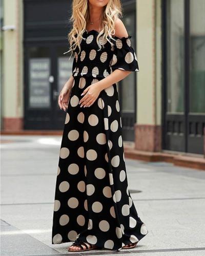 Dot Off Shouler Maxi Dress