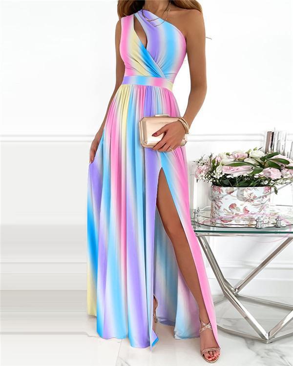 US$ 39.99 - Floral Print High Slit Cutout Maxi Dress - www.tangdress.com