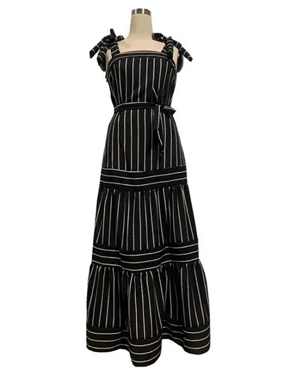 Striped Dress New Bohemian Suspender Dress