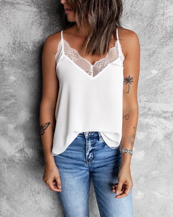 Casual Solid Color Lace Vest