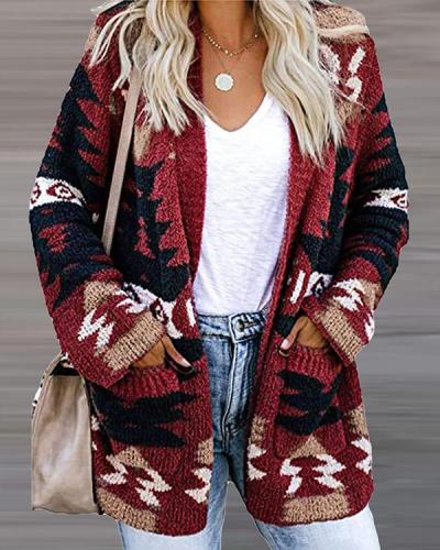 Casual Long-sleeved Knitted Cardigan