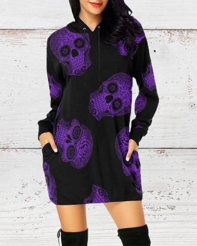 Halloween Little Skull Hooded Long-sleeved Sweater