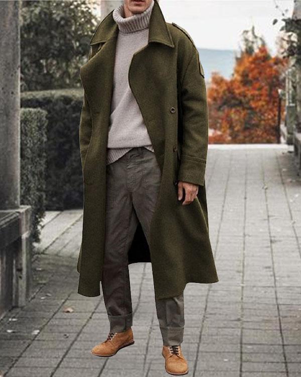 US$ 68.98 - Men British Style Fashion Solid Heavy Weight Long Trench ...