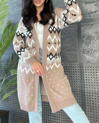 Women's Stylish Long-Sleeved Knitted Cardigan