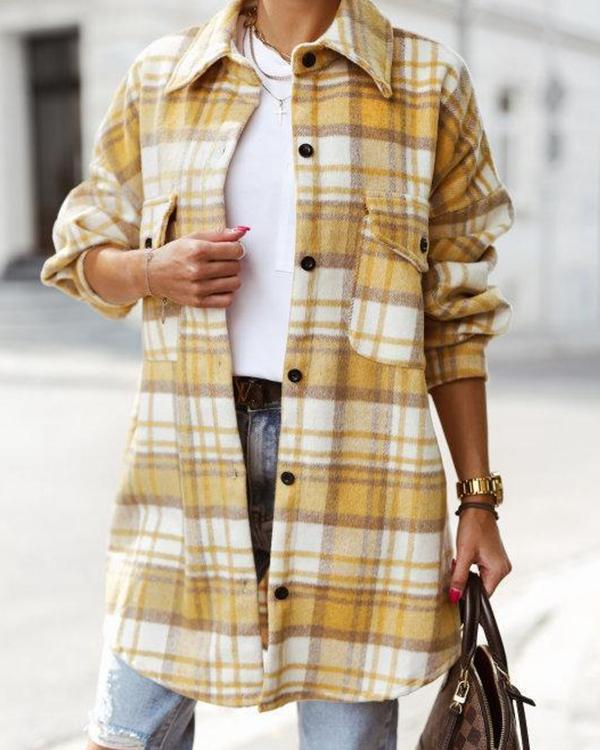 Plaid Long Sleeve Botton Up Jacket