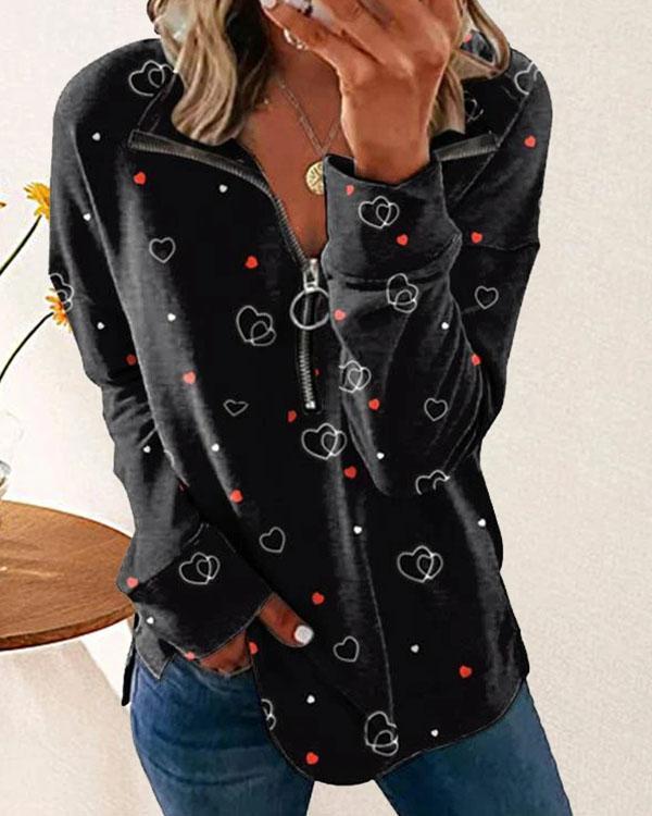 Autumn Fashion Tie Dye Print Long-sleeved Zipper Tops