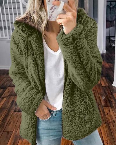 Hooded Woolen Fleece Jacket
