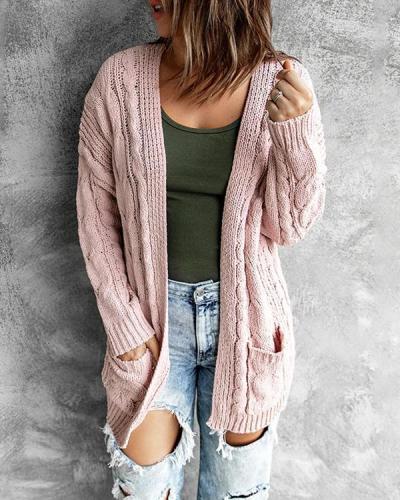 Cable Knit Cardigan With Long sleeves