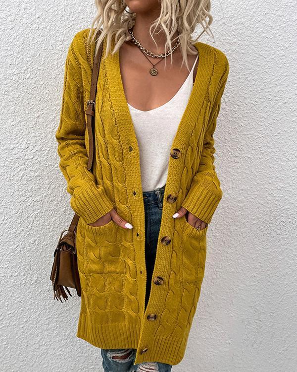 Solid Long Sleeve Knit Cardigan