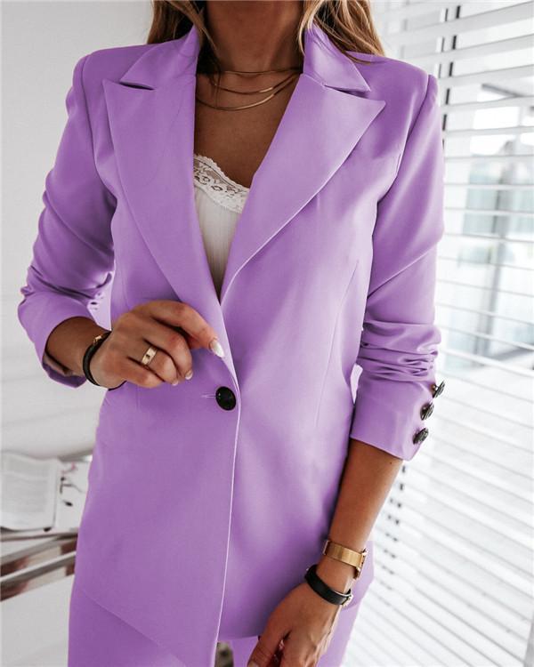 Solid color suit collar button suit jacket cardigan