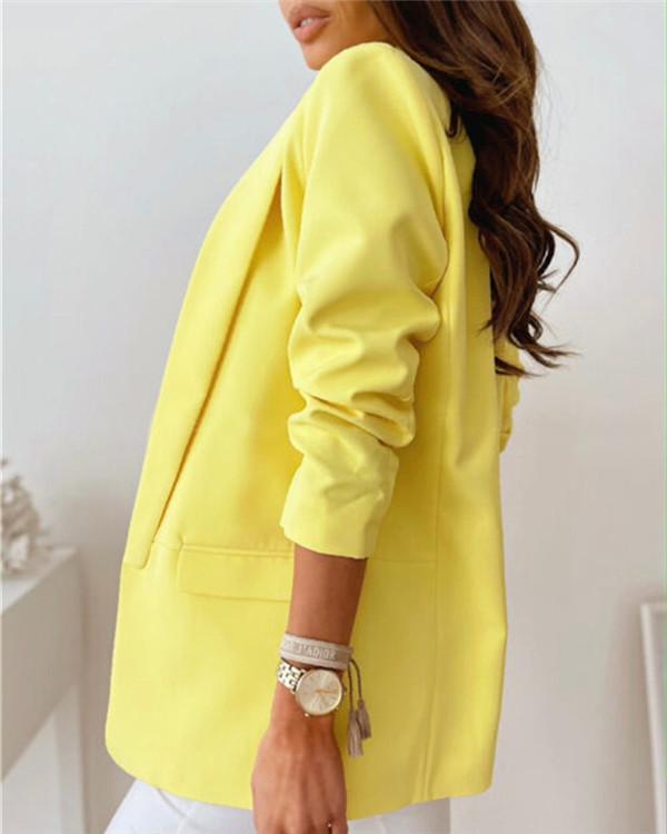 Pure color long-sleeved small suit ladies jacket
