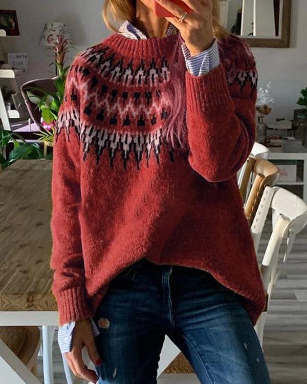 Round Neck Loose Pullover Knitted Sweater