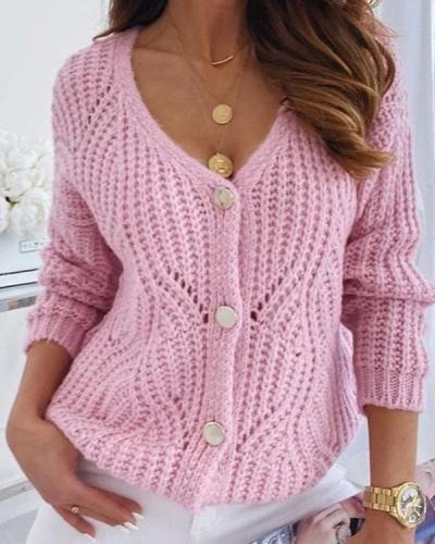 Candy Color Hollow Crochet Sweet Sexy Sweater Cardigan