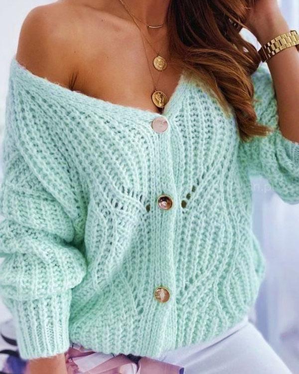 Candy Color Hollow Crochet Sweet Sexy Sweater Cardigan